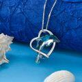 wholesale 925 Sterling Silver Blue Crystal Dolphin Pendant Necklace s for Women Girls Mom Girlfriend-0-3