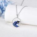 wholesale 925 Sterling Silver Orca Whale Ocean Wave Pendant Necklace  for Women Girls-0-3