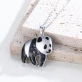 wholesale S925 Sterling Silver Black Onyx Panda Necklace - Peaceful & Tranquil Symbol, Hypoallergenic, 18+2 Chain, Ocean Jewelry Gift for Women-0-1