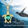 wholesale Gold 14K Green Crystal Sea Turtle Pendant Necklace for Women-0-5