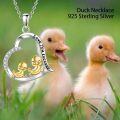 wholesale 925 Sterling Silver Heart Pendant with Ducks Love You Forever Charm Necklace Gifts for Women Girls-0-4