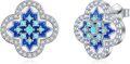 wholesale 925 Sterling Silver Metal Pink Enamel Four-Leaf Clover Stud Earrings - Lucky  for Women-0-5