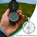wholesale 925 Sterling Silver Compass Pendant Necklace with Opal Stone for Nurses Artists and Chemists Inspiring Gifts-0-1
