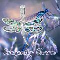 wholesale 925 Sterling Silver Abalone Shell Dragonfly Pendant Charm Necklace  for Women Girls-0-2