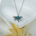 wholesale 925 Sterling Silver Dragonfly Pendant Necklace with Blue Stone for Women Girls Bohemian Style s-0-3