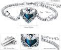wholesale 925 Sterling Silver Heart-Shaped Blue Crystal Celtic Knot Adjustable Bracelet for Women-0-4