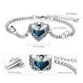 wholesale 925 Sterling Silver Blue Crystal Heart Charm Bracelet With Interlocking Hearts-0-4