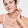 TOUPOP Sterling Silver Blue Opal Ocean Wave Teardrop Necklace-0-3