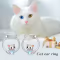 TOUPOP 925 Sterling Silver Hypoallergenic Panda Cat Bat Huggie Hoop Earrings-0-4
