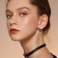 wholesale 925 Sterling Silver Bat Hoop Earrings Wholesale With Cubic Zirconia And Black Crystal-0-3