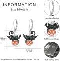 wholesale 925 Sterling Silver Halloween Cat Pumpkin Leverback Hoop Earrings-0-2