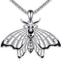 wholesale 925 Sterling Silver Butterfly Pendant Necklace - Vintage Insect Jewelry for Women Girls Gifts-Moth