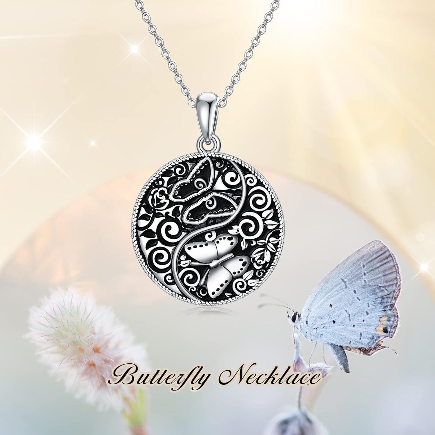 wholesale 925 Sterling Silver Butterfly Mother Daughter Pendant Necklaces - Cute s for Women-0-1