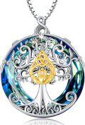 wholesale 925 Sterling Silver & Yellow Gold Plated Celtic Tree of Life Claddagh Pendant Necklace with 18 Chain-0-0