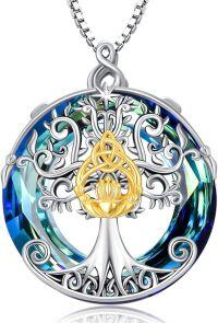 wholesale 925 Sterling Silver & Yellow Gold Plated Celtic Tree of Life Claddagh Pendant Necklace with 18 Chain-Claddagh