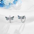 wholesale 925 Sterling Silver Butterfly Huggie Hoop Earrings with Blue Shell Inlay  for Women and Girls-0-2