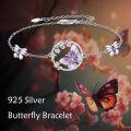 wholesale 925 Sterling Silver Purple Butterfly Charm Bracelet for Women Girls Gifts-0-2