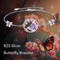 wholesale 925 Sterling Silver Purple Butterfly Charm Bracelet for Women Girls Gifts-0-2