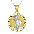 TOUPOP Sterling Silver Saint Christopher Protect Us Round Medallion Religious Pendant Necklace-0-0