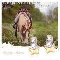 wholesale 925 Sterling Silver Cute Horse Earrings Wholesale With Gold Star Base-0-2