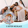 wholesale 925 Sterling Silver Crystal Rose Flower Sisters Circle Pendant Necklace-0-1