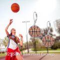 wholesale 925 Sterling Silver Basketball Dangle Earrings with Orange Crystal Accents for Sport Lovers Gift-0-4