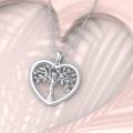 wholesale 925 Sterling Silver Heart-Shaped Tree of Life Pendant with Cubic Zirconia Necklaces for Women Gifts-0-3