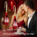 wholesale 14K Gold Teardrop Garnet Drop Earrings for Women Anniversary Gift-0-1