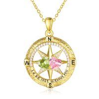 wholesale 925 Sterling Silver Compass Pendant with Birthstones for Women-08-10-Aug-Oct