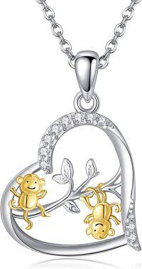 wholesale 925 Sterling Silver Monkey Family Tree Branches Love Heart Pendant Necklace s for Women Girls-Monkey