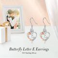 TOUPOP Sterling Silver Rose Heart Butterfly Initial E Letter Drop Dangle Earrings-0-2