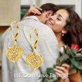 wholesale 14K Gold Heart Filigree Drop Earrings with Leverbacks - Elegant Fine  for Women-0-4