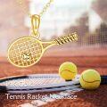 wholesale 14K Solid Gold Tennis Racket & Ball Sports Pendant Necklace - Real 14Kt s for Her Him-0-5