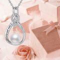 wholesale 925 Sterling Silver Freshwater Pearl & Cubic Zirconia Infinity Love Pendant Necklace for Women's Gifts-0-3