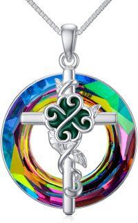 wholesale TOUPOP Sterling Silver Celtic Knot/cross Necklace Graduation Friendship Talisman Travel Necklace Inspirational Graduation Gift Jewelry Gifts For Women Friend Men Irish (crystal Cross) -undefined