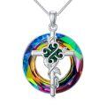 TOUPOP Sterling Silver Crystal Celtic Knot Cross Necklace-0-0