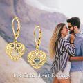 wholesale 14K Gold Vintage Heart Earrings with Filigree Design, Hypoallergenic, 25.7mm, Gift Boxed-0-5
