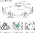 wholesale 925 Sterling Silver Green Crystal Flower Adjustable Chain Bracelet for Women-0-5