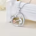 TOUPOP Sterling Silver Heart Pendant Mother Necklace-0-3