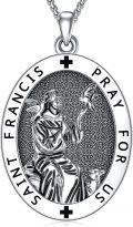 wholesale 925 Sterling Silver &  St Francis of Assisi Medal Pendant with Dove and Fish Charm - Catholic Protection s for Men/Women-0-0