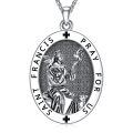 wholesale 925 Sterling Silver Saint Francis Medal For Women Prayer Pendant Jewelry Gift-0-0