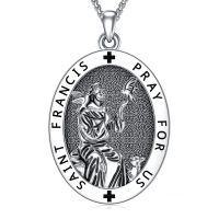 wholesale 925 Sterling Silver Saint Francis Medal For Women Prayer Pendant Jewelry Gift-R-Saint Francis Necklace A