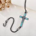 wholesale 925 Sterling Silver Turquoise Inlay Cross Charm Chain Bracelet s for Women Girls-0-2