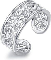 wholesale 925 Sterling Silver Filigree Daisy Toe Rings Adjustable Beach Foot Jewelry Gifts for Women-Filigree