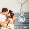 wholesale 925 Sterling Silver Moonstone and Peridot Celtic Knot Pendant Necklace-0-2