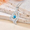 TOUPOP Sterling Silver Turquoise Double Heart Pendant Necklace-0-3