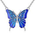 wholesale 925 Sterling Silver Blue Butterfly Necklace Pendant-0-0