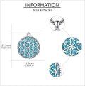 wholesale 925 Sterling Silver Round Flower of Life Blue Stone Pendant Necklaces for Women and Men-0-4