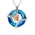 TOUPOP Sterling Silver Blue Crystal Forever Love Heart Pendant Necklace-0-0