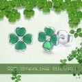 wholesale 925 Sterling Silver Green Clover Stud Earrings Minimalist Hypoallergenic Jewelry for Women Ladies-0-5
